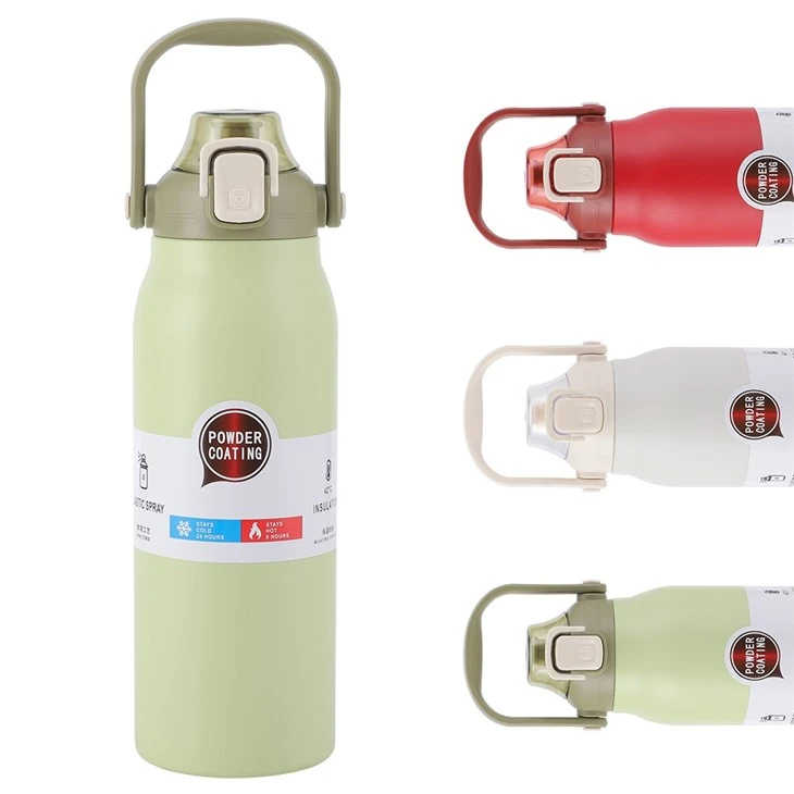 1.7L Stainless Steel Vacuum Insulated Sport Water Bottle With Handle Lid
