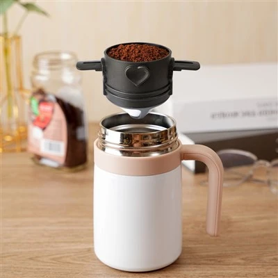 ที่ดริปกาแฟสแตนเลสแบบใช้ซ้ำได้ เททับที่กรองกาแฟ